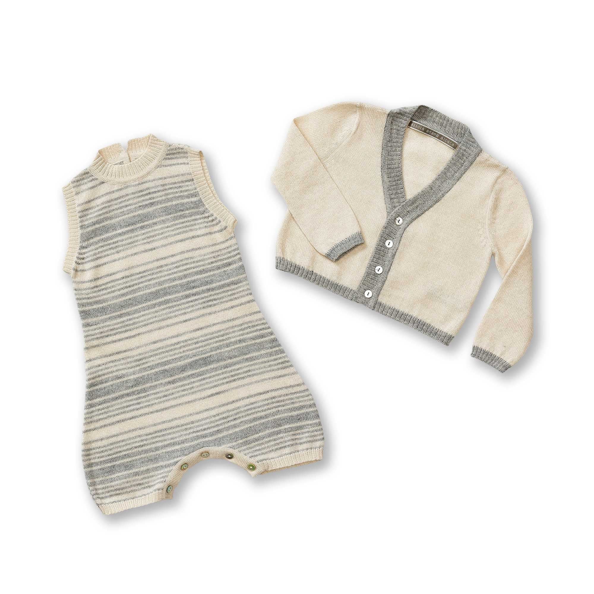Kids | Sami Onesie & Cardigan Set | Ivory / Pearl Grey