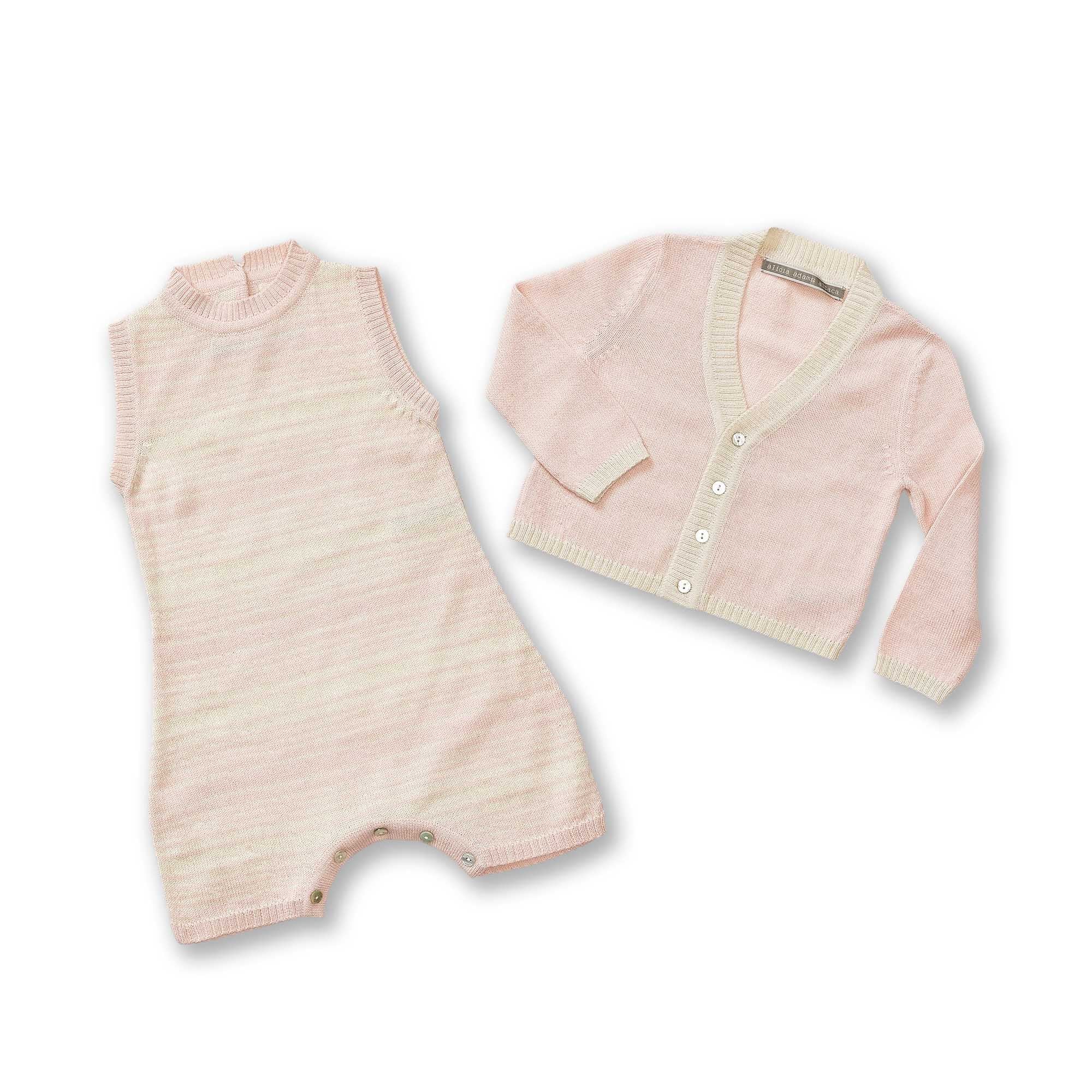 Kids | Sami Onesie & Cardigan Set | Pink Powder / Ivory