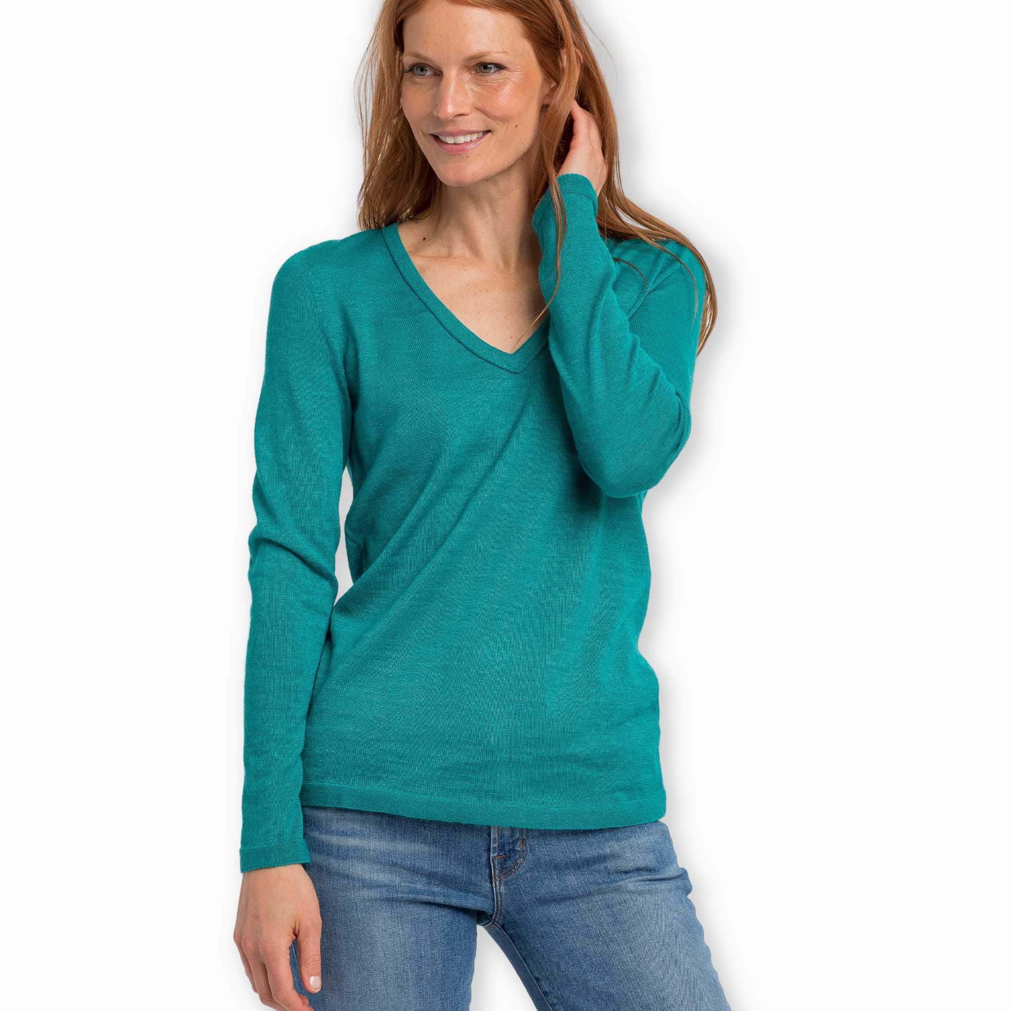 Women | V Neck Sweater | Turquoise