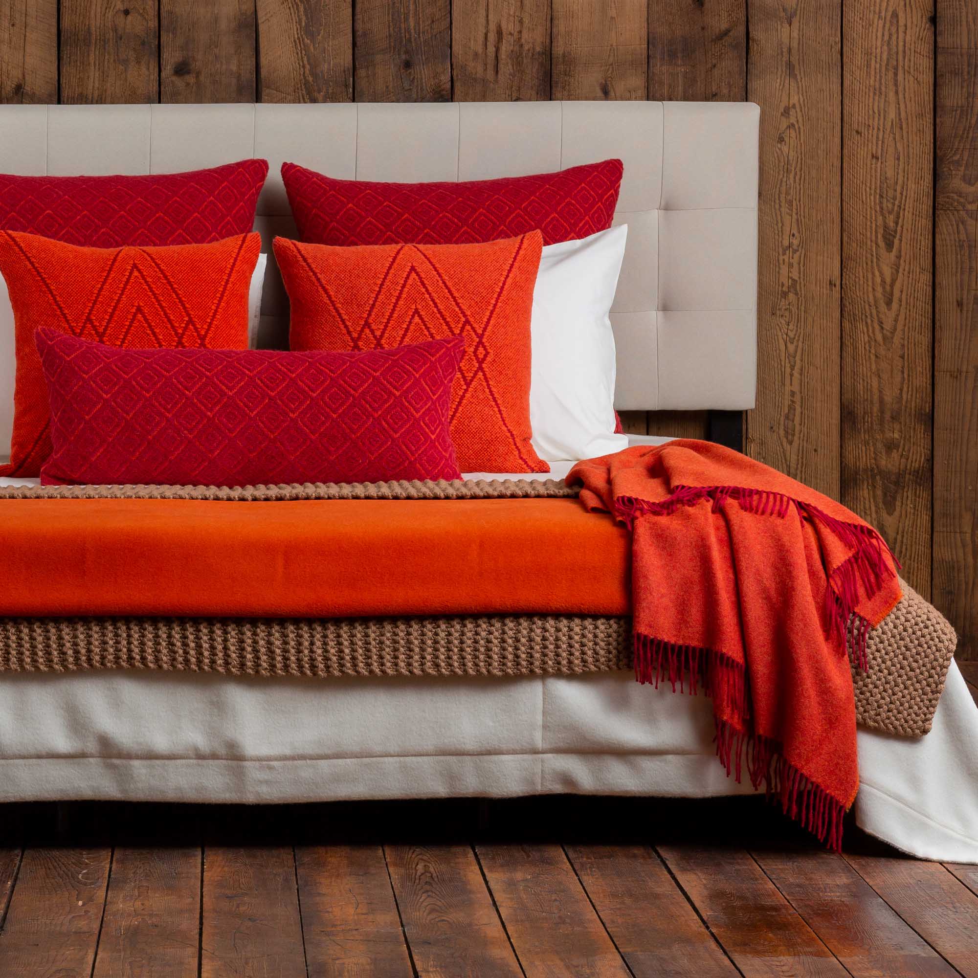 Hudson Throw | Orange/Light Taupe