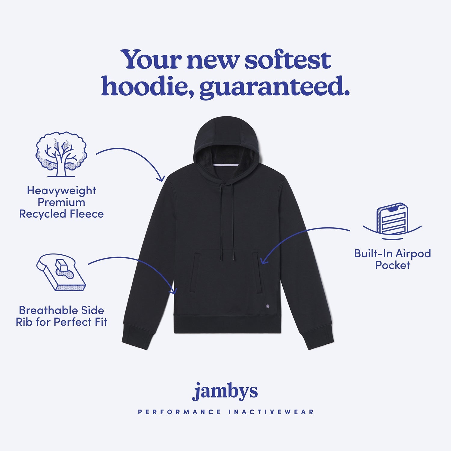 Chilluxe Brushed Fleece Hoodie | Black