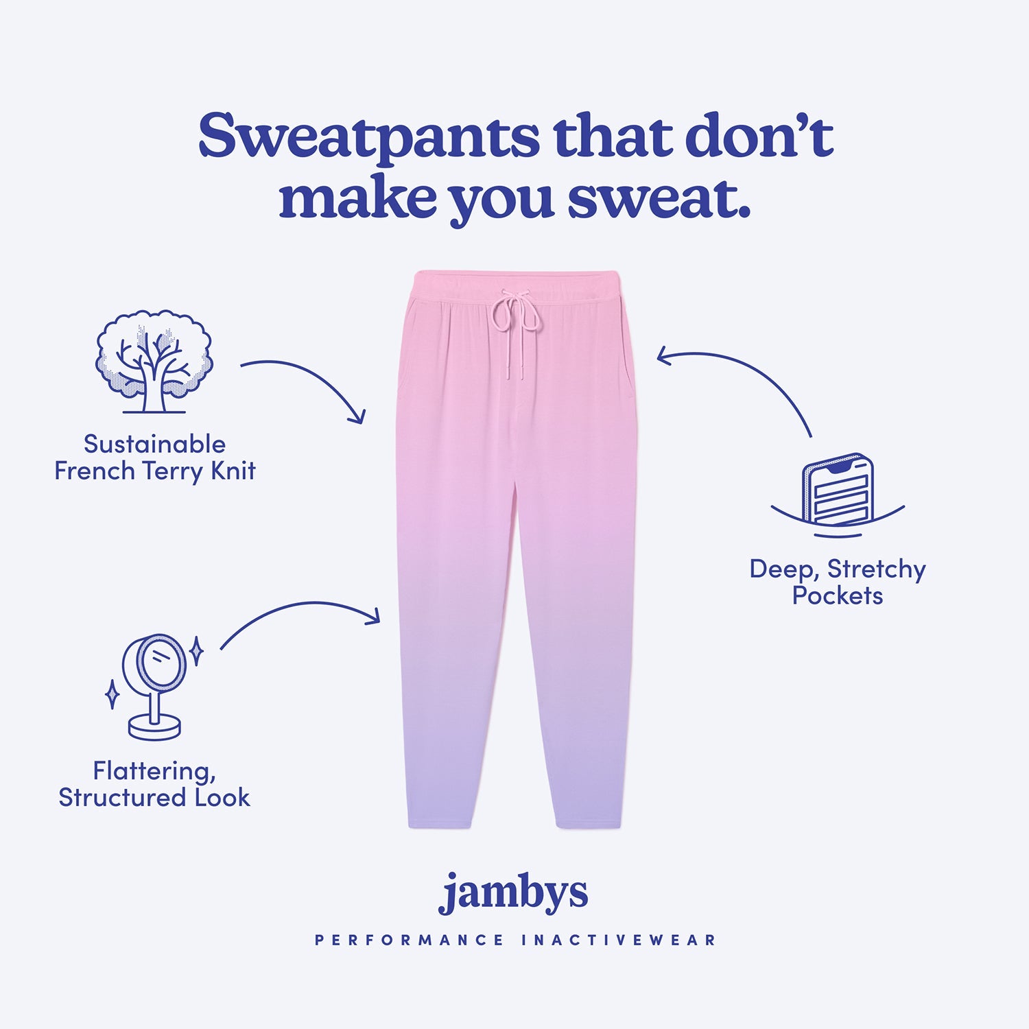 Breathable Modal French Terry Sweatpants | Flamingo/Lavender Gradient