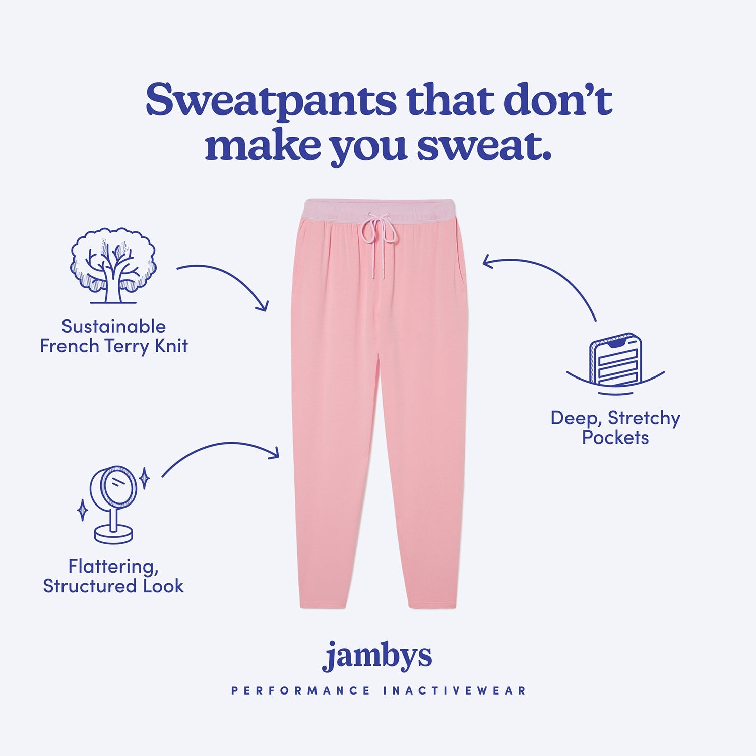 Breathable Modal French Terry Sweatpants | Flamingo/Taffy