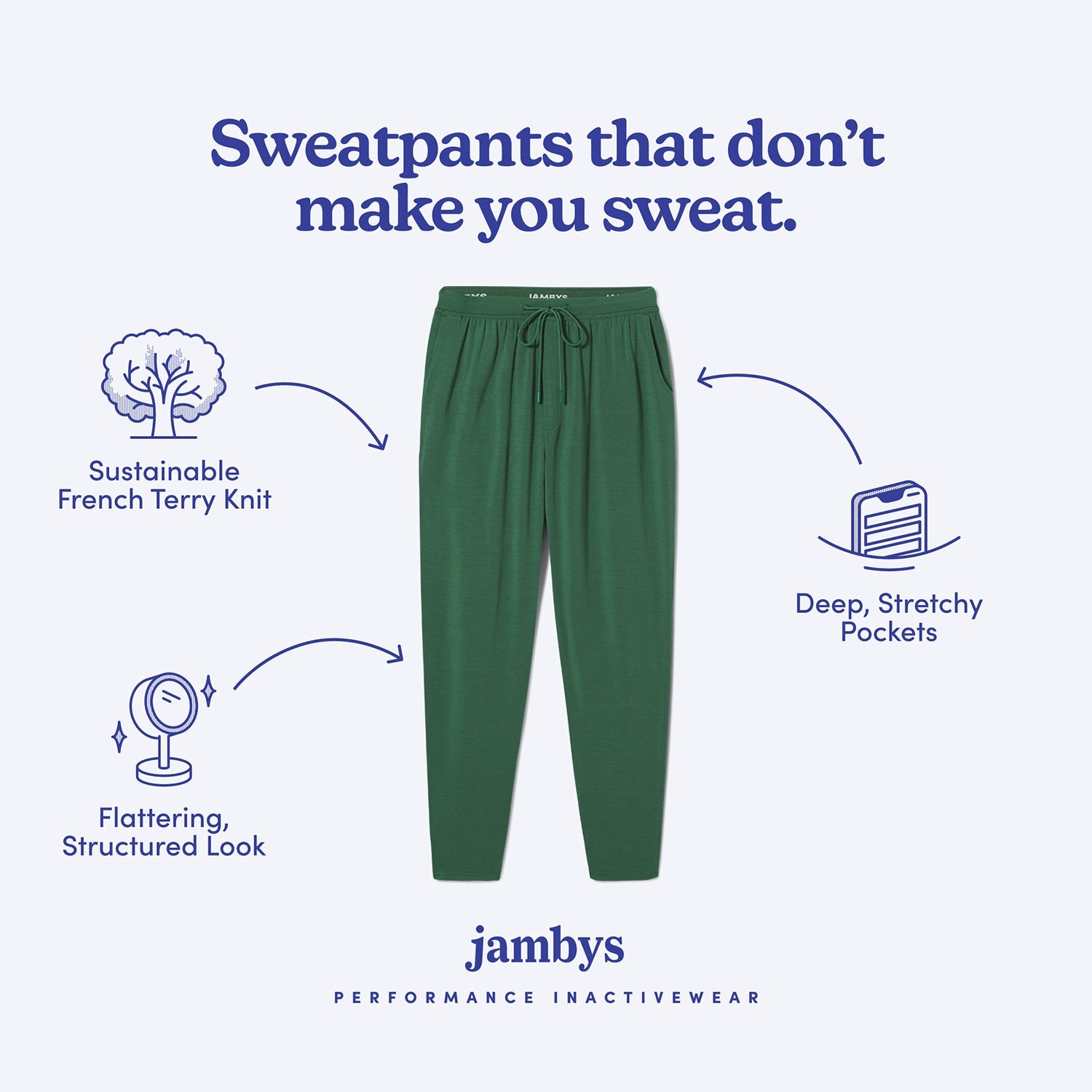 Breathable Modal French Terry Sweatpants | Hunter Green