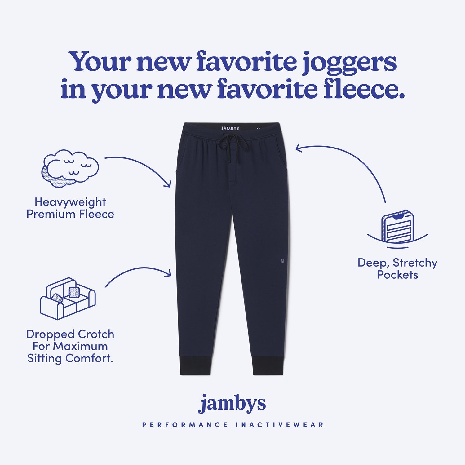 Chilluxe Brushed Fleece Joggers | Navy