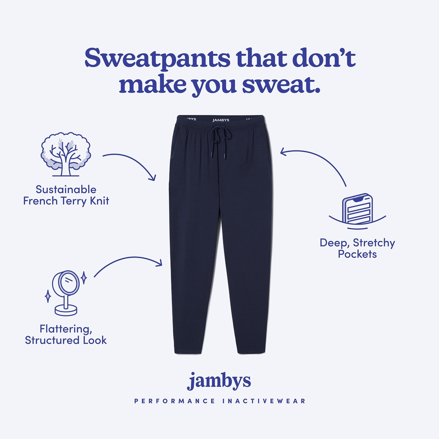 Breathable Modal French Terry Sweatpants | Navy