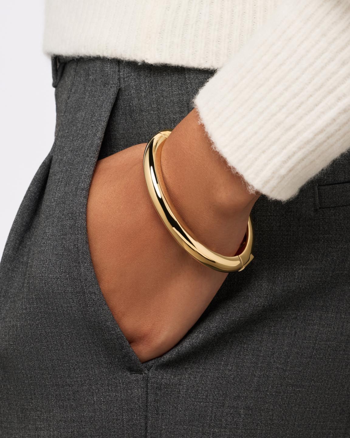 Tia Bangle Bracelet | 14K Gold on Brass