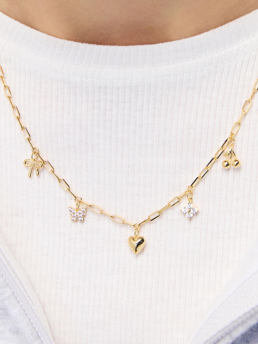 The Everyday Charm Necklace | 14K Gold on Brass | Cubic Zirconia