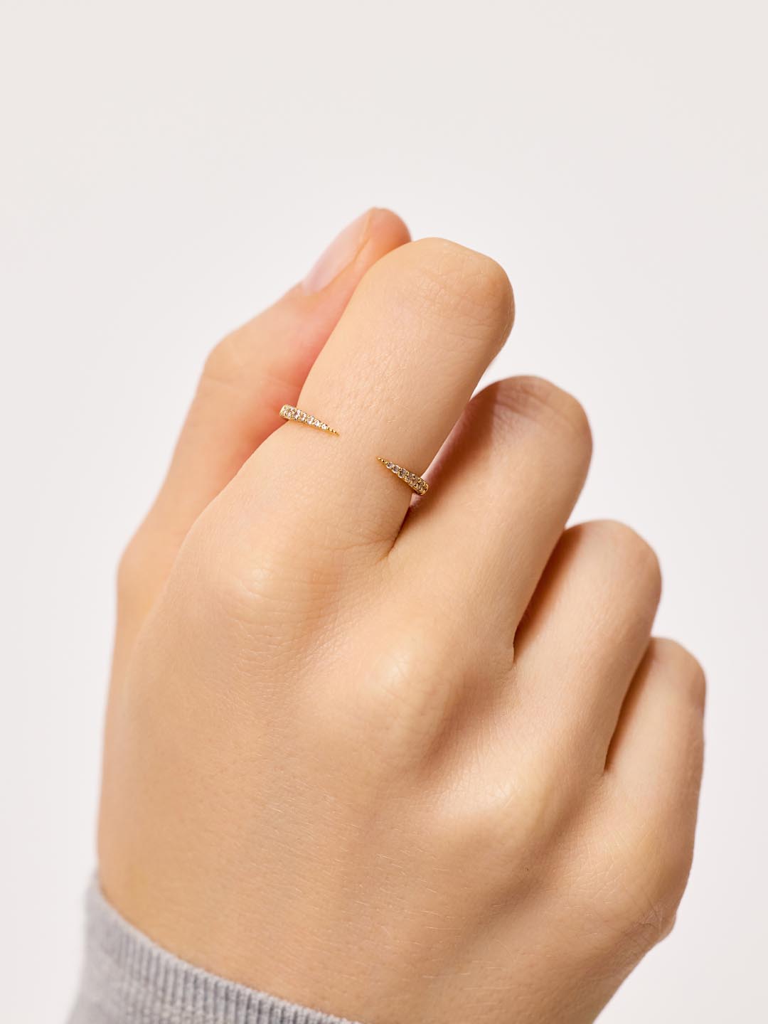 Gold Band Ring - Aster | 14K Gold on Sterling Silver | Cubic Zirconia
