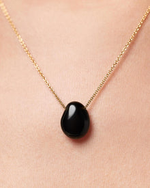 Mini Pebble Necklace | 14K Gold on Brass | Black Onyx