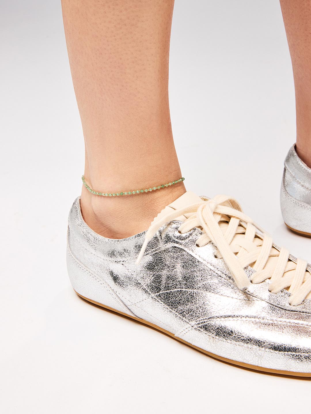 Gold Anklet - Crew Anklet | 14K Gold on Brass | Green Aventurine