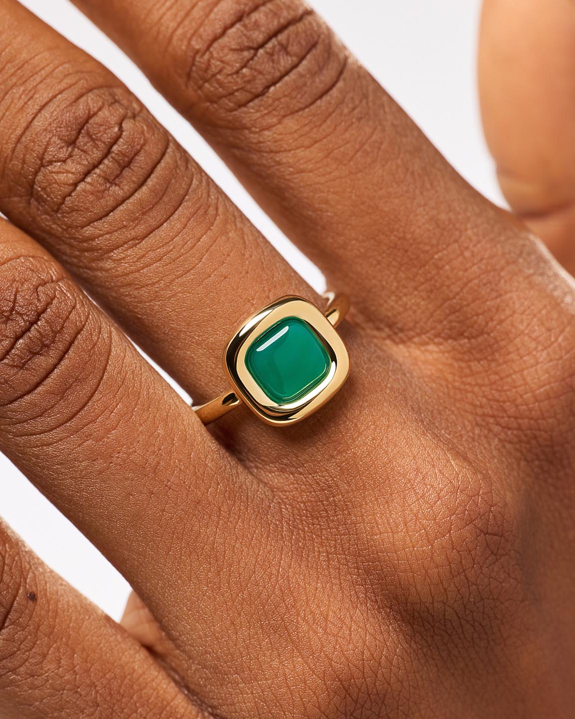 Clara Statement Ring | 14K Gold on Brass | Green Onyx