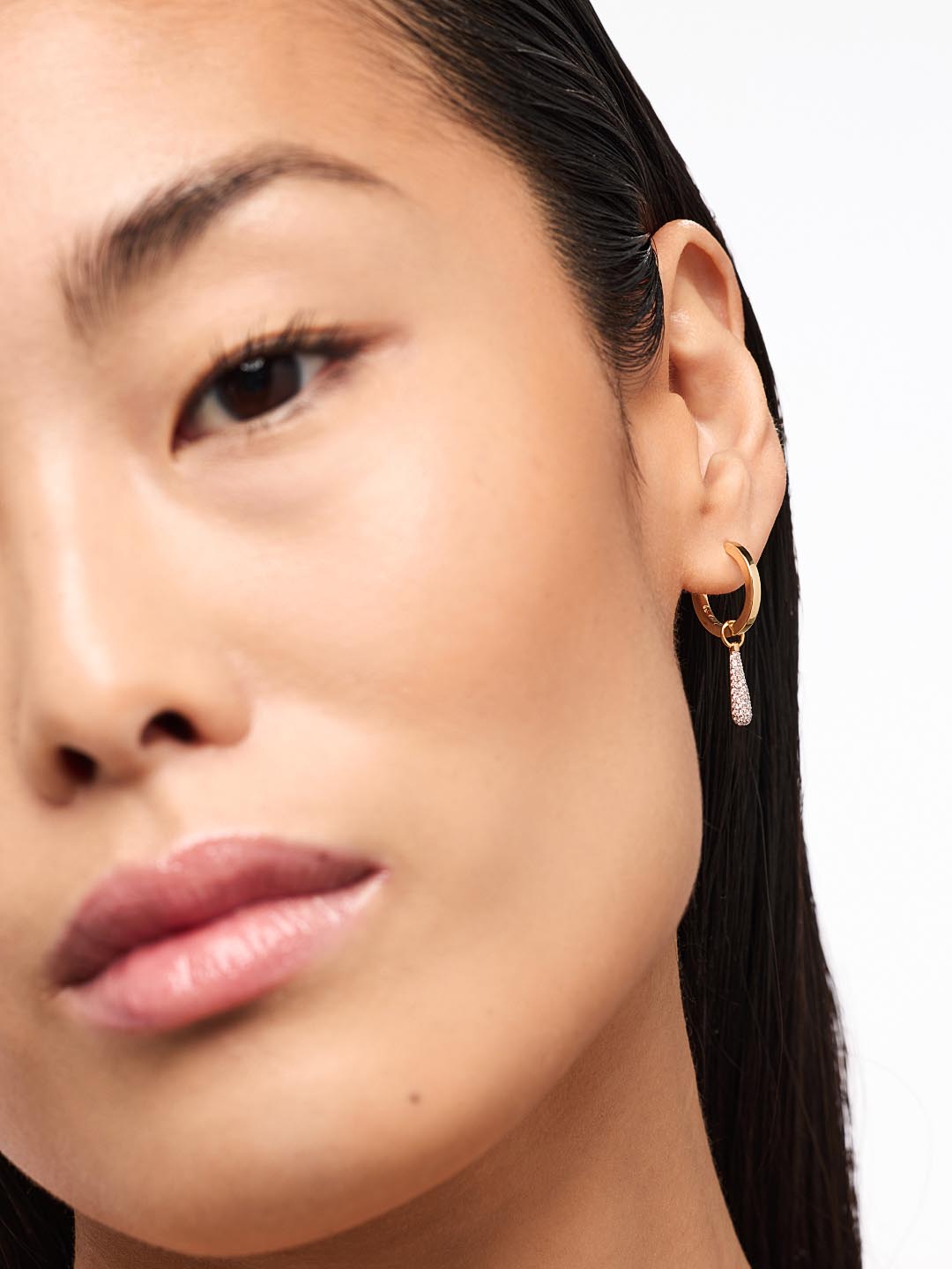 Micropave Drop Earring Charms | 14K Gold on Brass/Rhodium on Brass | Cubic Zirconia