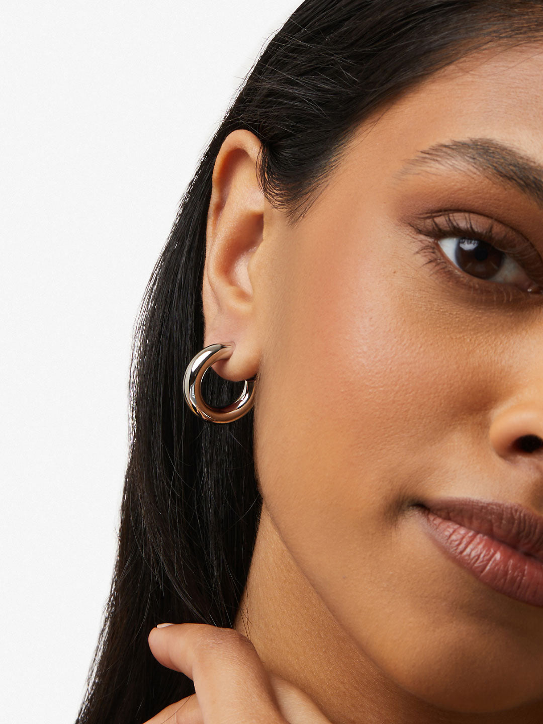 Silver Hoop Earrings - Tia Mini Silver | Platinum on Brass