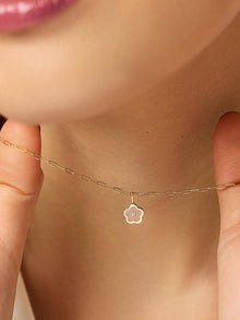 Flower Floating Charm Pendant | 10K Solid Gold | 0.01 CTW Diamond/Clear Enamel