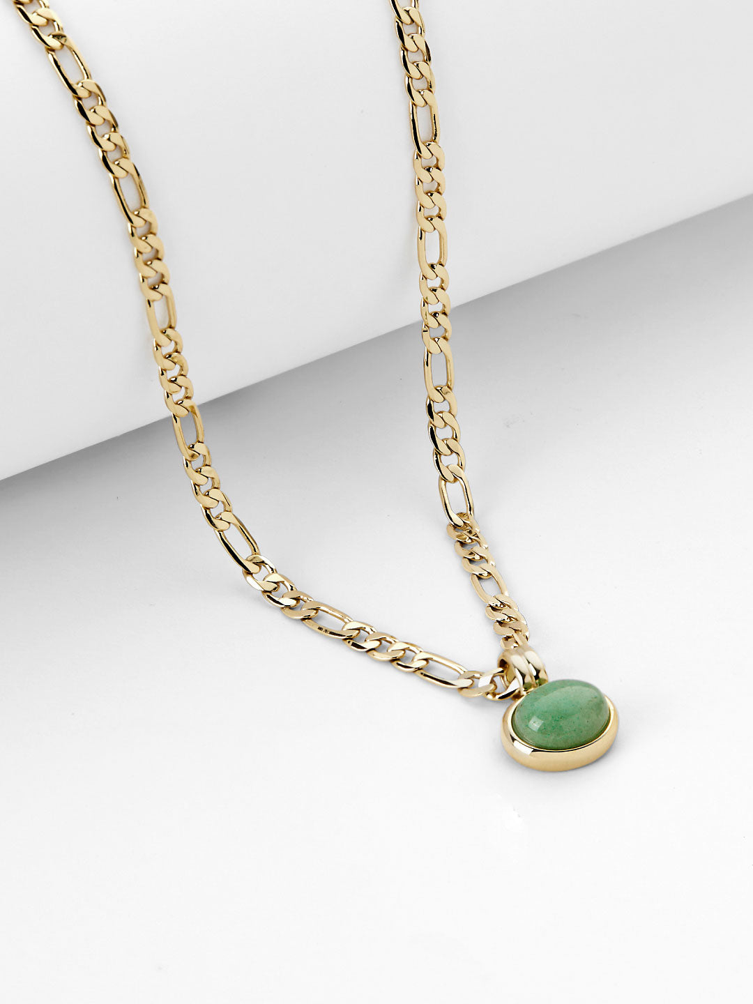 Green Aventurine | Gemstone Necklace - Meesh | 14K Gold on Brass