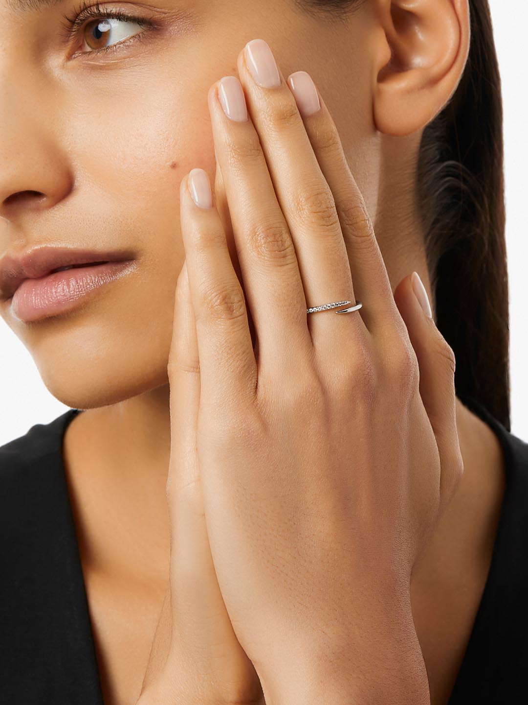 Bypass Ring - Oren Silver | Rhodium on Brass | Cubic Zirconia