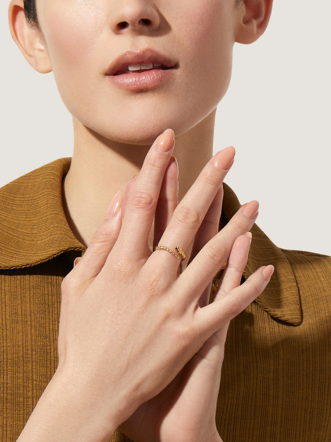 Gold Snake Ring - Cleo | 14K Gold on Brass | Cubic Zirconia