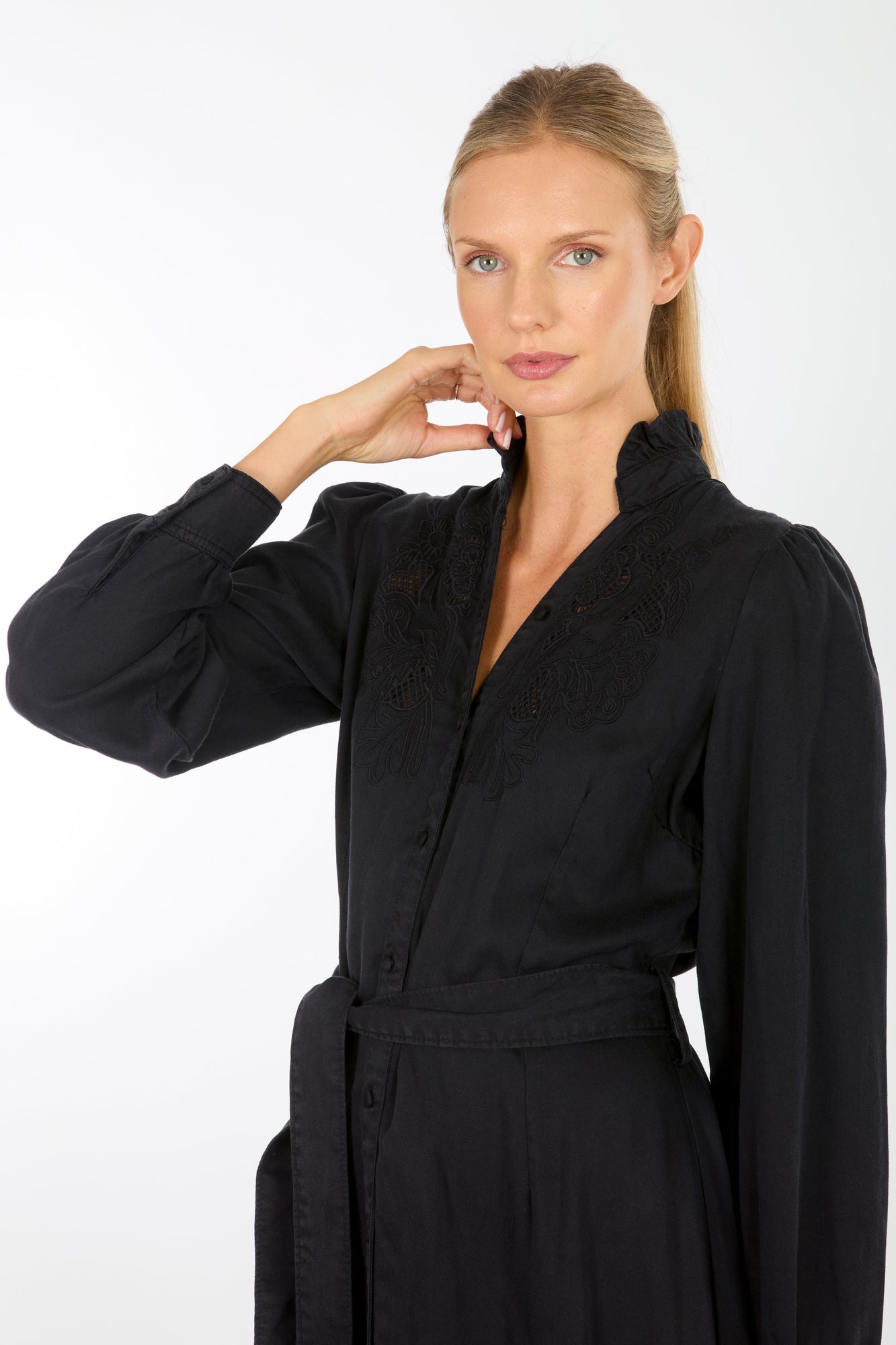 kennedy midi dress V-Neck Button Front Long Sleeve Kennedy Midi Dress