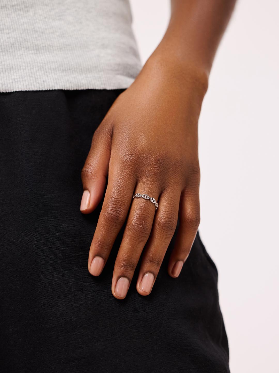 Anchor Chain Ring - Iver Silver | Rhodium on Brass