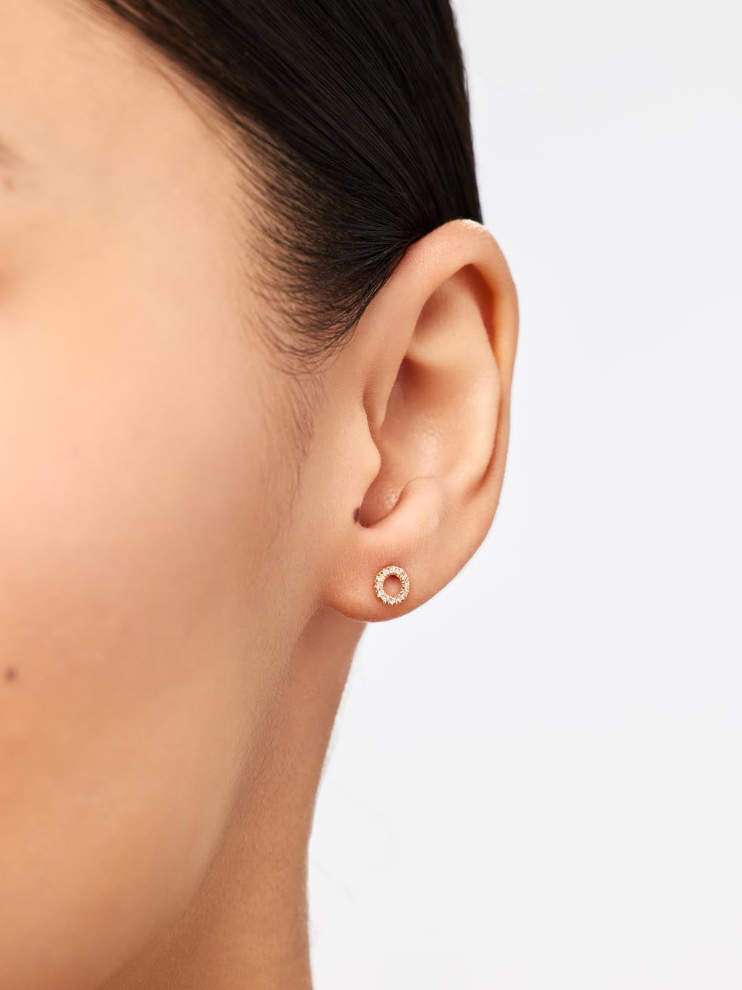 Diamond Circle Studs | 10K Solid Gold | 0.07 CTW Diamonds