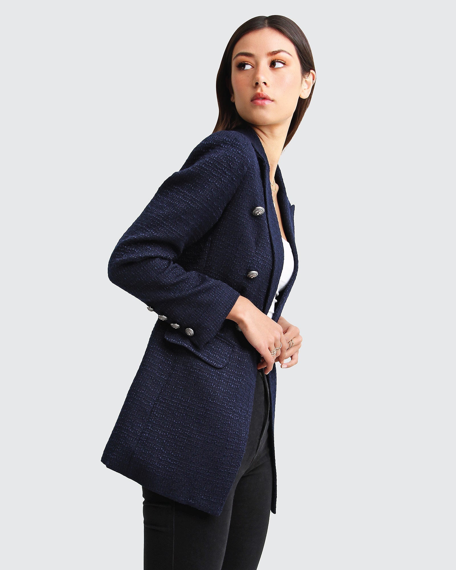 Women | Princess Polina Textured Weave Blazer | Navy
