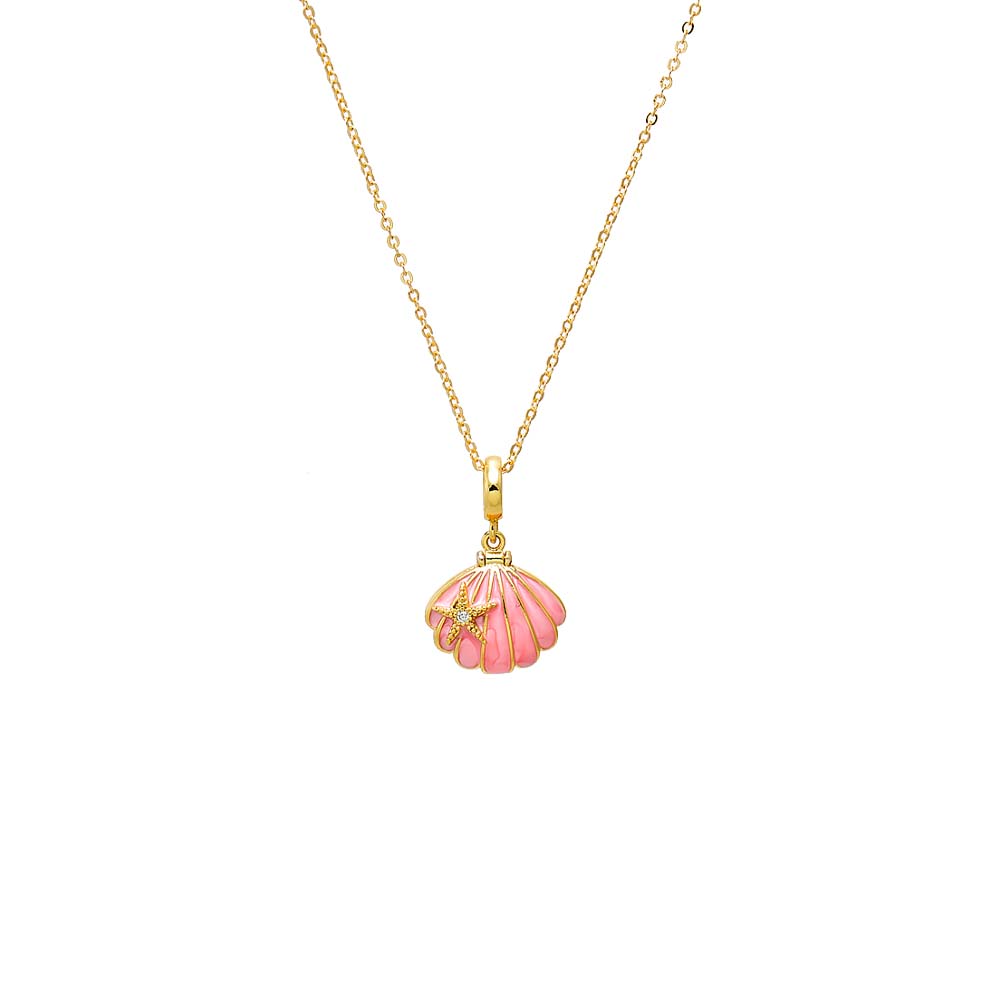 Pink Starfish Accent Pink Shell Pendant Necklace - Adina's Jewels