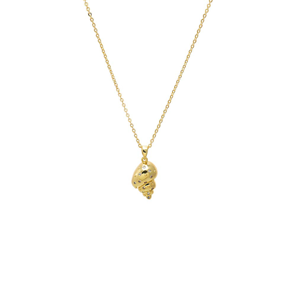 Gold CZ Seashell Pendant Necklace - Adina's Jewels