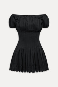 Sadie Embroidered Mini Dress Black