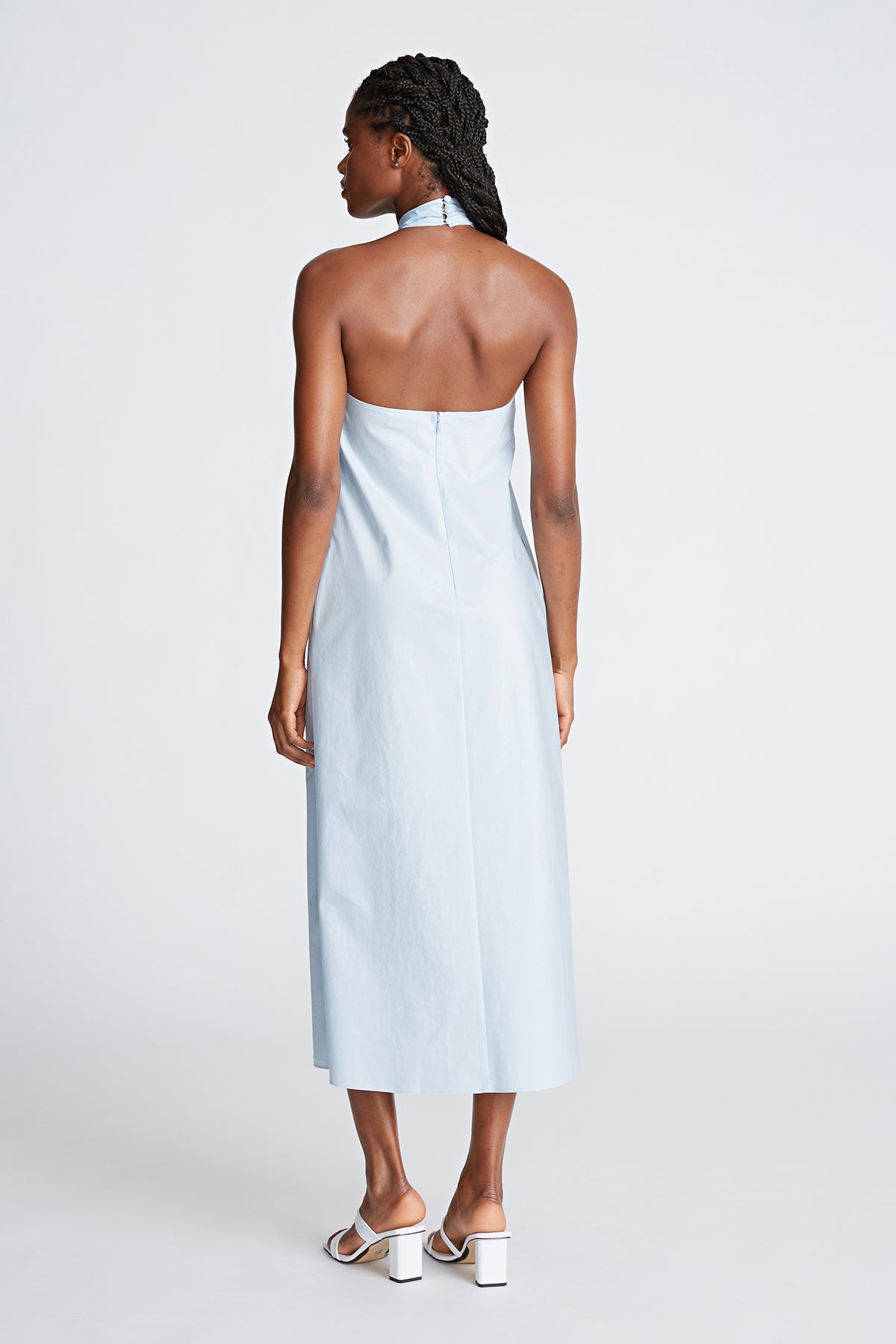 Halston | Zoie Dress In Cotton Shirting | Lt. Powder
