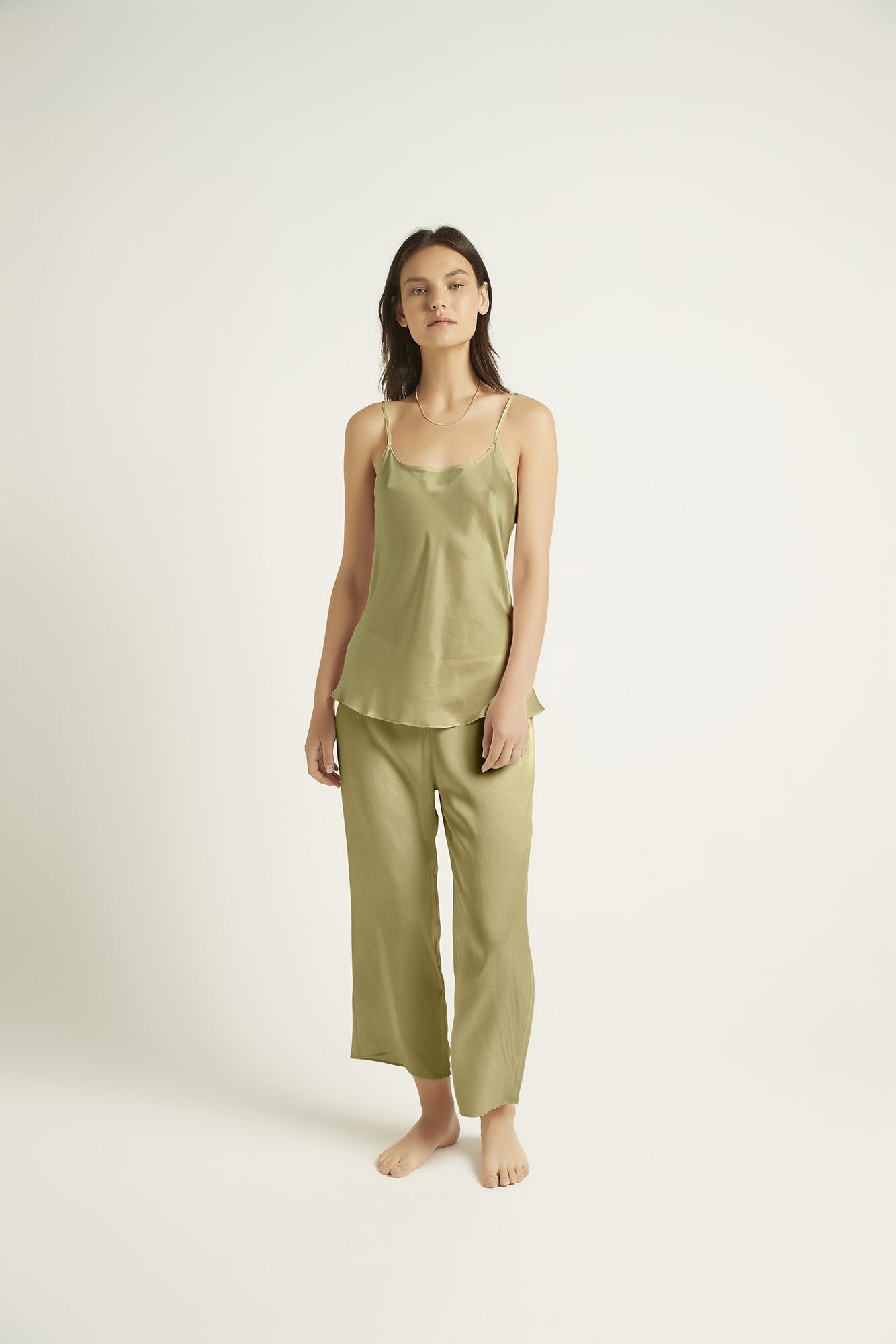 Washable Silk Pants | Burnt Olive