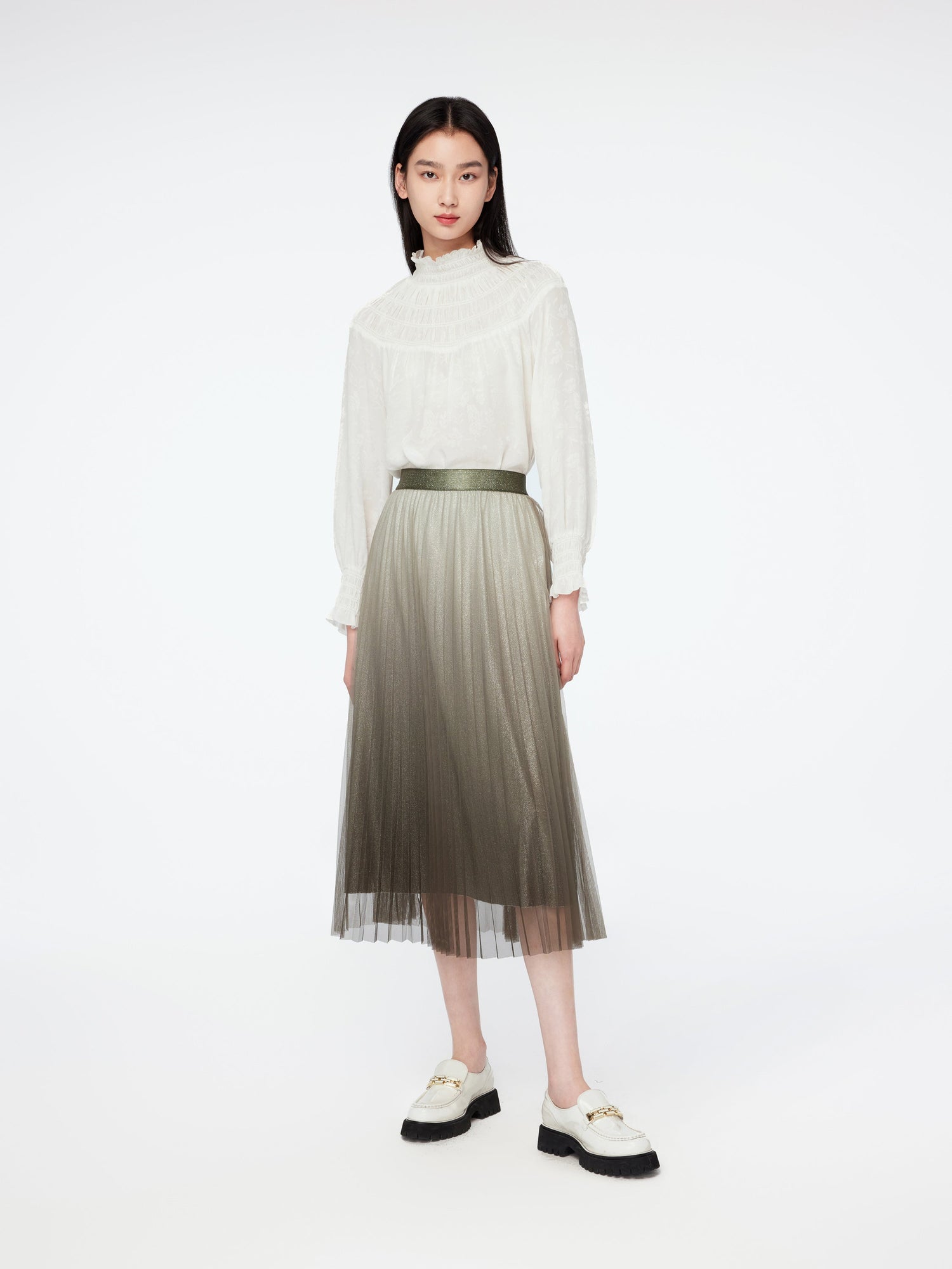 Ruffle-Collar Blouse | White