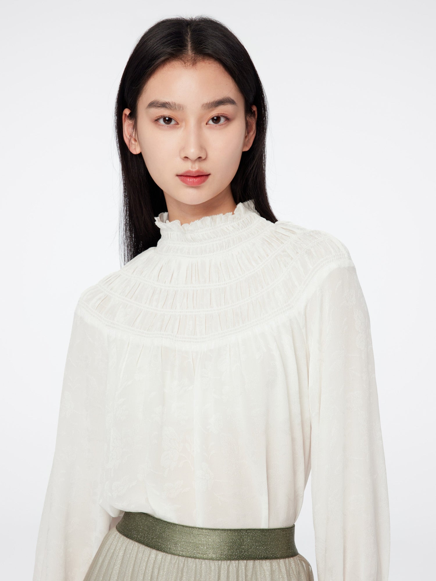 Ruffle-Collar Blouse | White