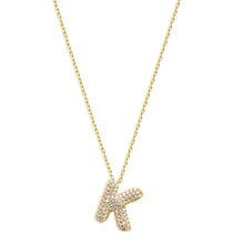 The Pave' Bubble Letter Pendant Necklace | 18KT Gold Vermeil & Sterling Silver