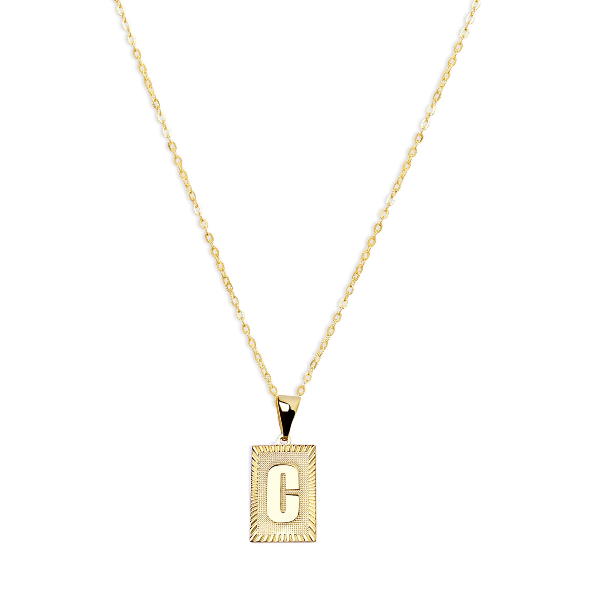 The Block Embossed Initial Pendant Necklace | Gold Vermeil & Sterling Silver