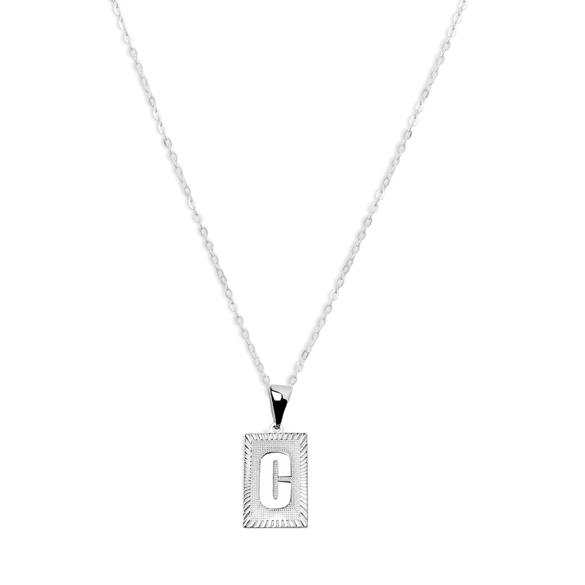 The Block Embossed Initial Pendant Necklace | Gold Vermeil & Sterling Silver