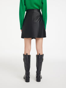 Sheepskin Pleated Mini Skirt | Black