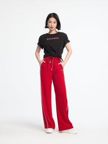 High-Waisted Wide-Leg Pants | Red