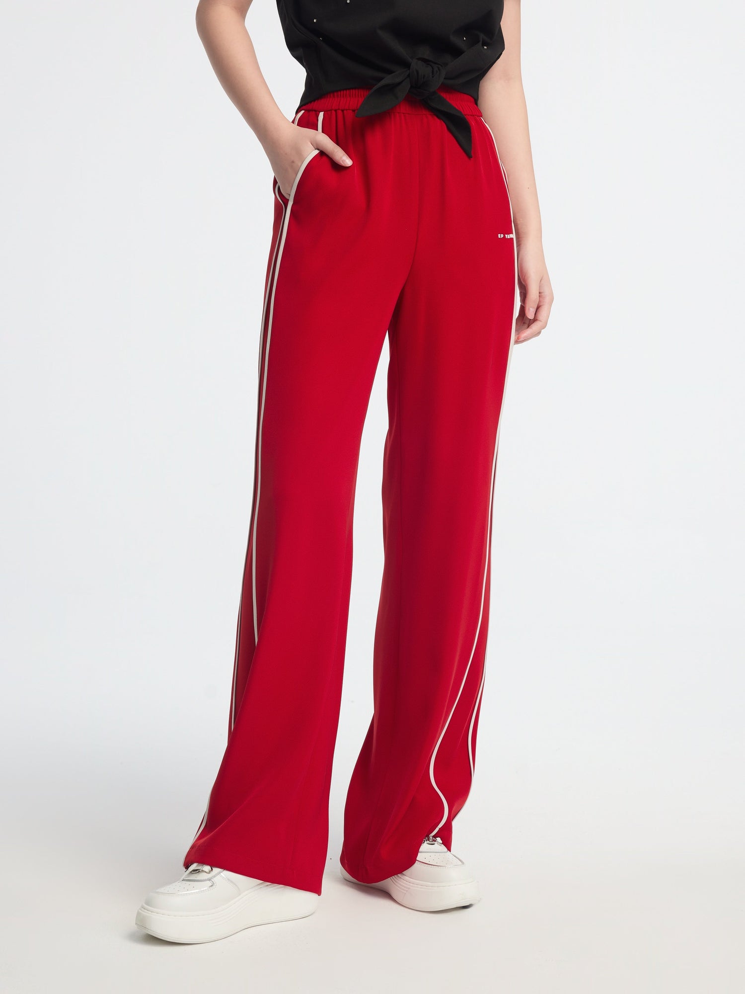 High-Waisted Wide-Leg Pants | Red