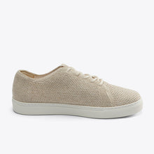 Lefthand side view of Nisolo Women's Go-To Eco-Knit Sneaker Linen