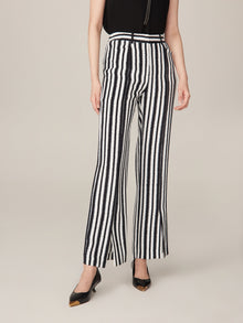 Striped Wide Leg Pants | White