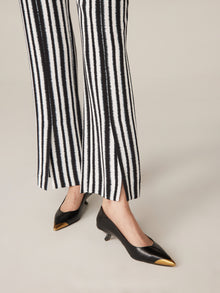 Striped Wide Leg Pants | White