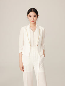 3/4 Sleeve Blazer | White