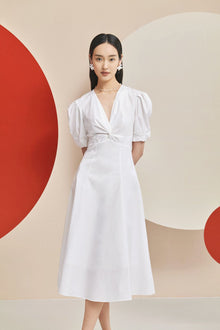 V-Neck Slimming Dress | White