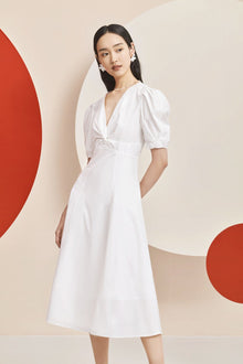 V-Neck Slimming Dress | White