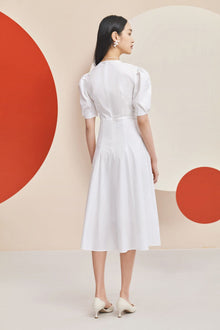 V-Neck Slimming Dress | White