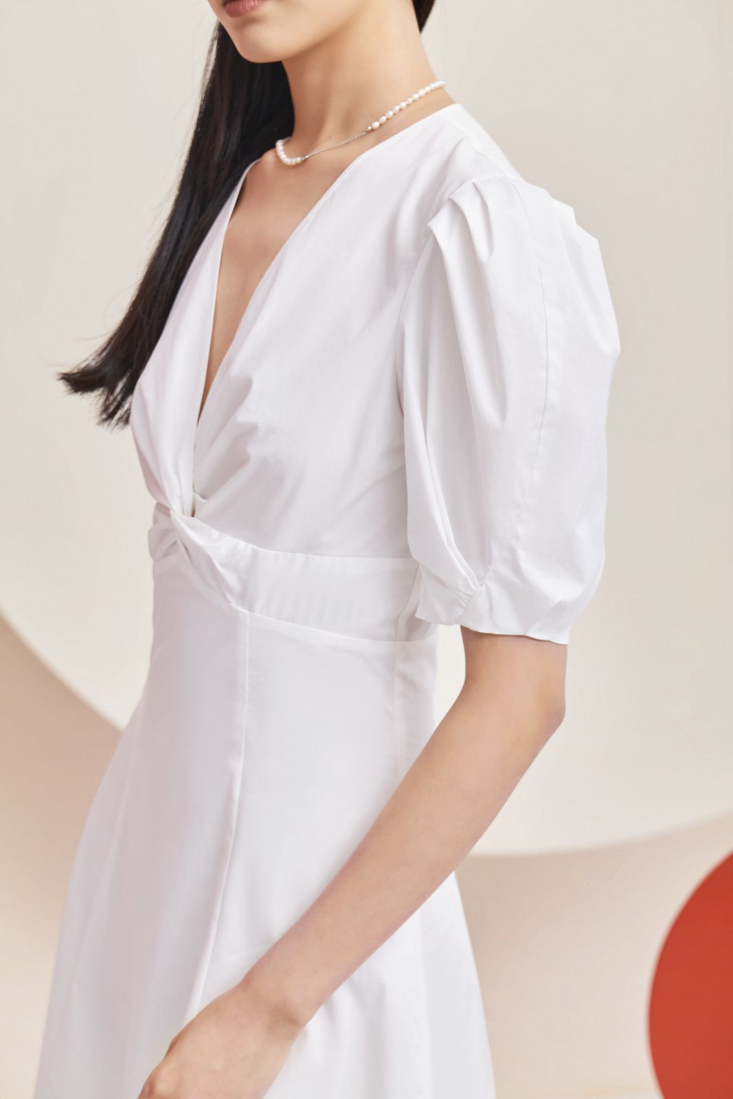 V-Neck Slimming Dress | White