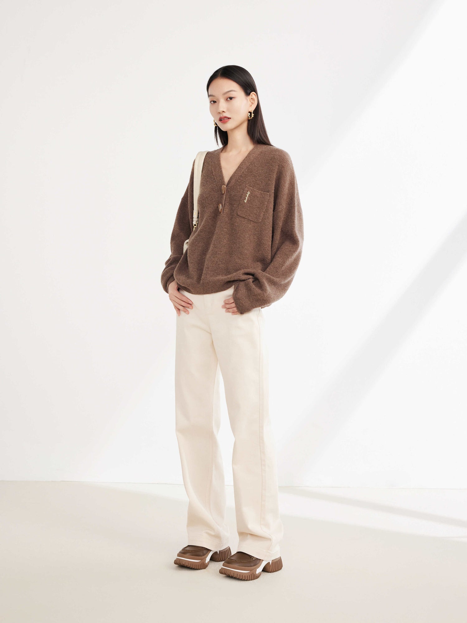 Yak Wool Oversized Knit Sweater | Brown