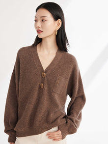 Yak Wool Oversized Knit Sweater | Brown