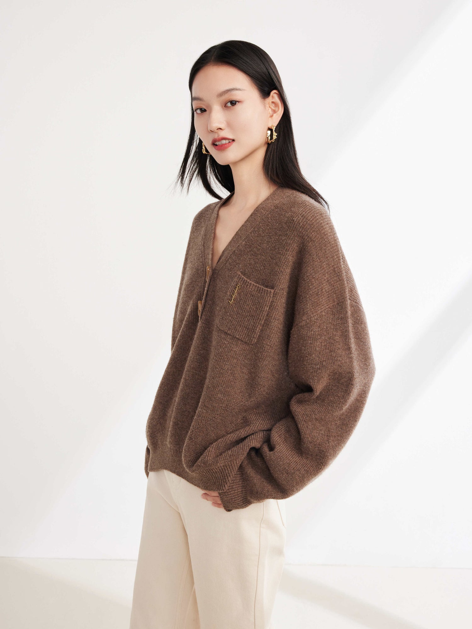 Yak Wool Oversized Knit Sweater | Brown